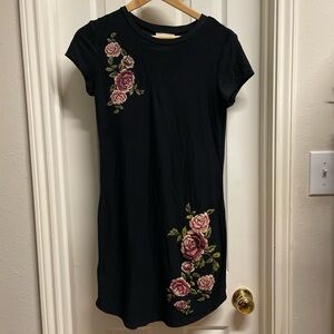 Bobbie Brooks Black Mini Dress with Pink Floral design